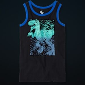 Black Tank Top with Dinosaur Graphic